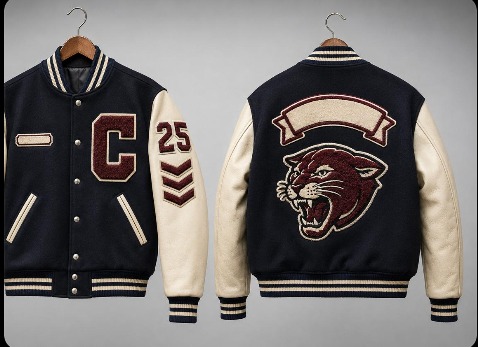 Front and back of team jackets with club patches